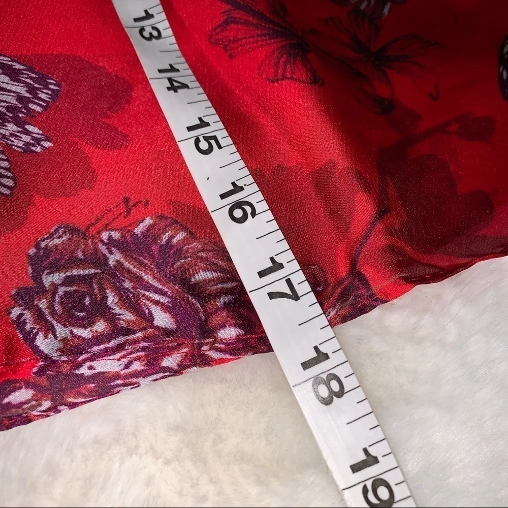 Red Floral Print Scarf